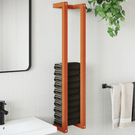 Portasciugamani Marrone Cera 23x18x110cm Legno Massello di Pino - homemem39