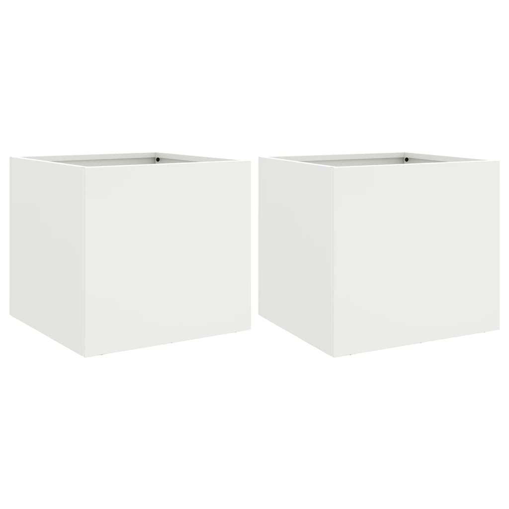 Fioriere 2 pz Bianche 32x30x29 cm in Acciaio - homemem39