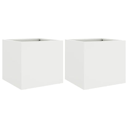 Fioriere 2 pz Bianche 32x30x29 cm in Acciaio - homemem39