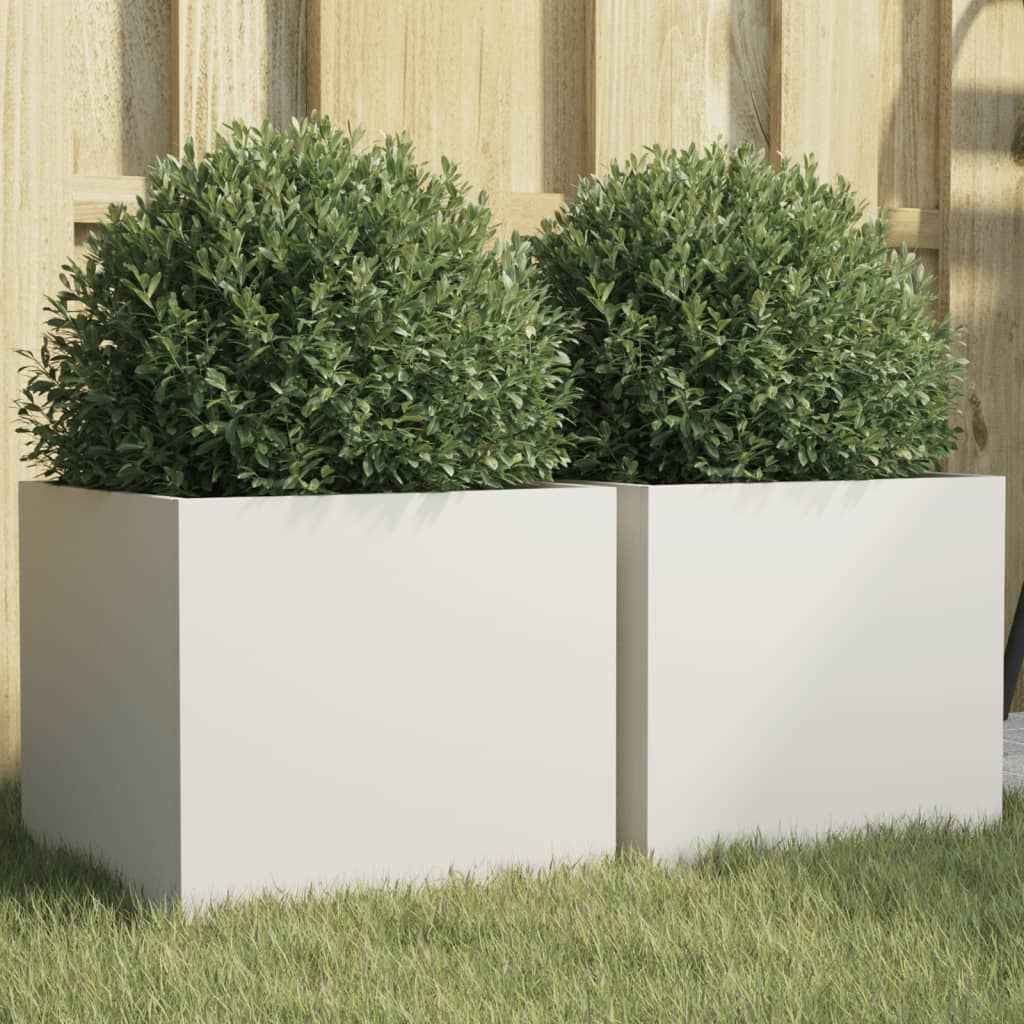Fioriere 2 pz Bianche 32x30x29 cm in Acciaio - homemem39