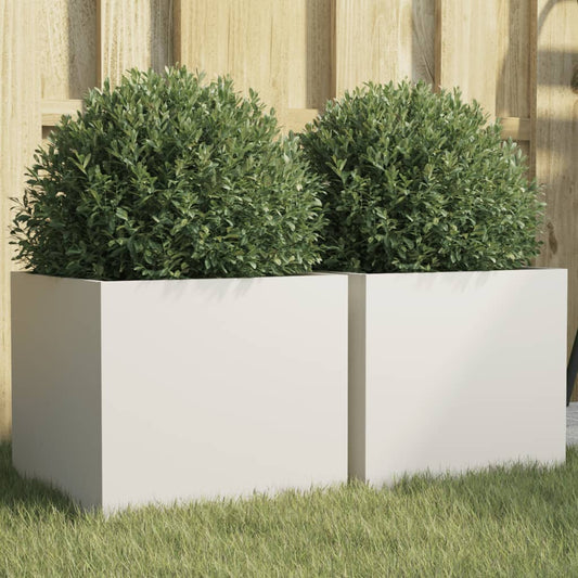 Fioriere 2 pz Bianche 32x30x29 cm in Acciaio - homemem39