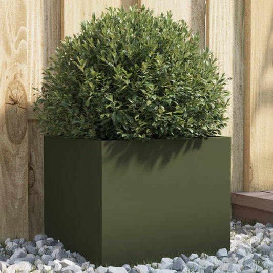 Fioriera da Giardino Verde Oliva 32x30x29 cm in Acciaio - homemem39