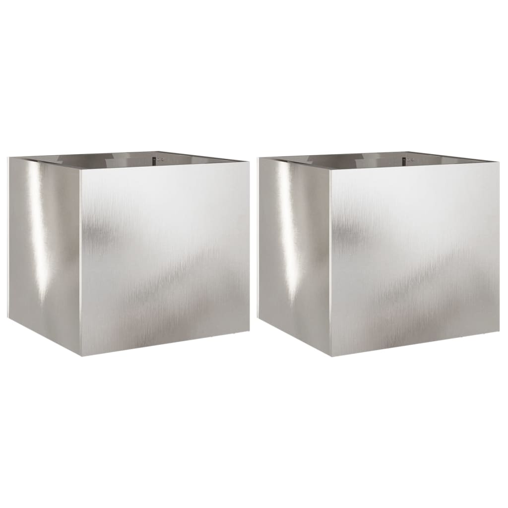 Fioriere 2 pz Argento 32x30x29 cm in Acciaio Inox - homemem39