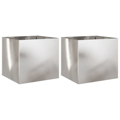Fioriere 2 pz Argento 32x30x29 cm in Acciaio Inox - homemem39
