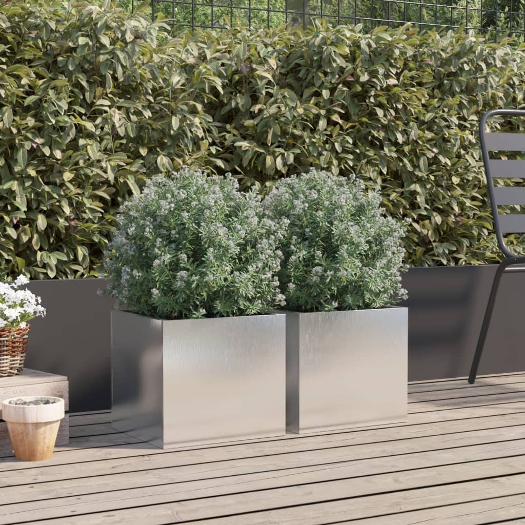 Fioriere 2 pz Argento 32x30x29 cm in Acciaio Inox - homemem39