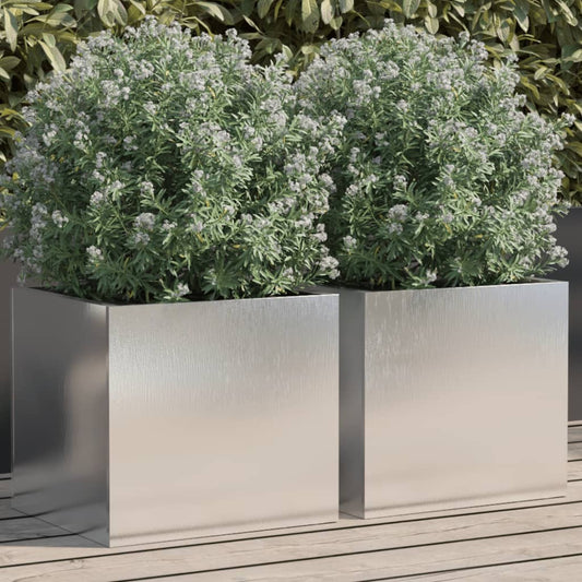 Fioriere 2 pz Argento 32x30x29 cm in Acciaio Inox - homemem39
