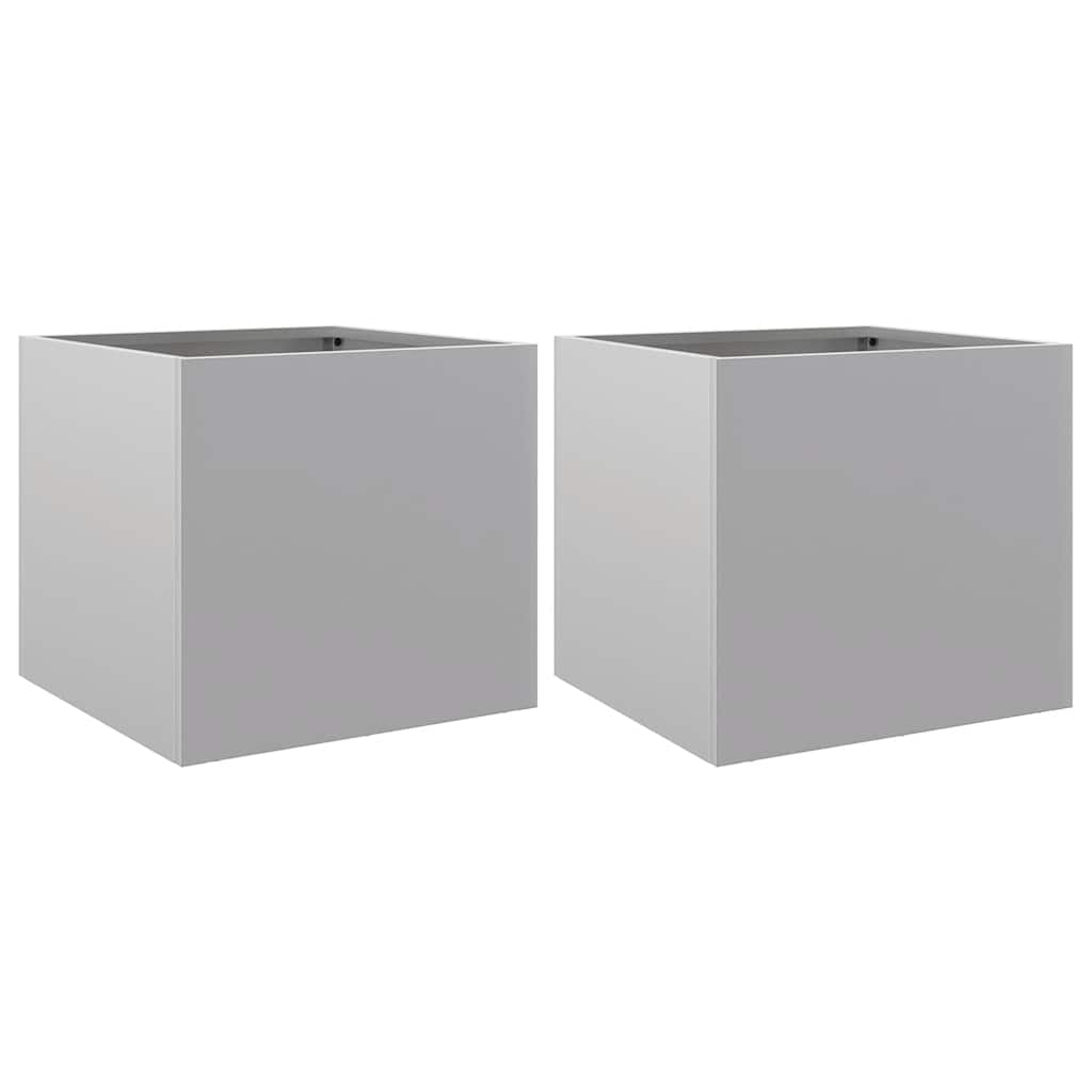 Fioriere 2pz Argento 32x30x29 cm in Acciaio Zincato - homemem39