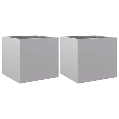 Fioriere 2pz Argento 32x30x29 cm in Acciaio Zincato - homemem39
