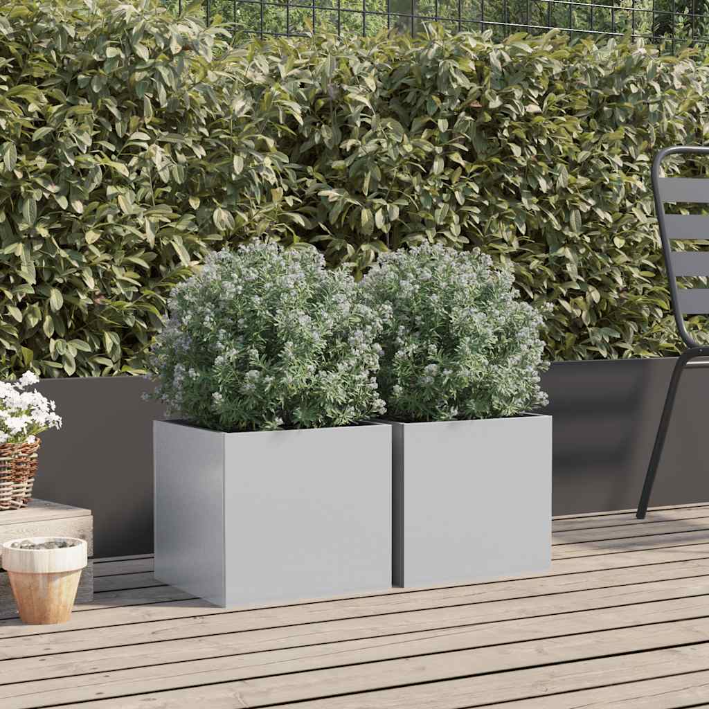 Fioriere 2pz Argento 32x30x29 cm in Acciaio Zincato - homemem39