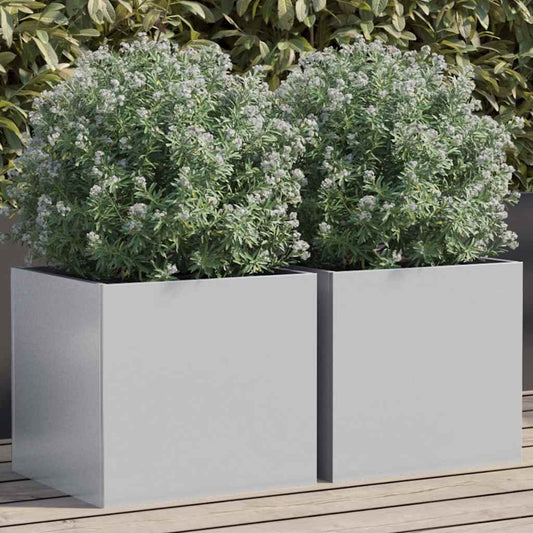 Fioriere 2pz Argento 32x30x29 cm in Acciaio Zincato - homemem39