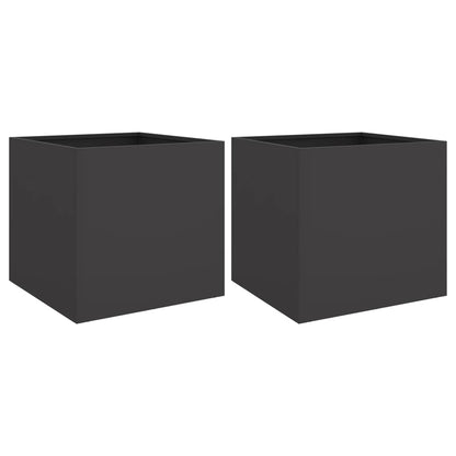 Fioriere 2 pz Nere 42x40x39 cm in Acciaio - homemem39