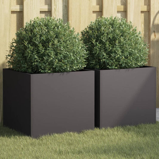 Fioriere 2 pz Nere 42x40x39 cm in Acciaio - homemem39