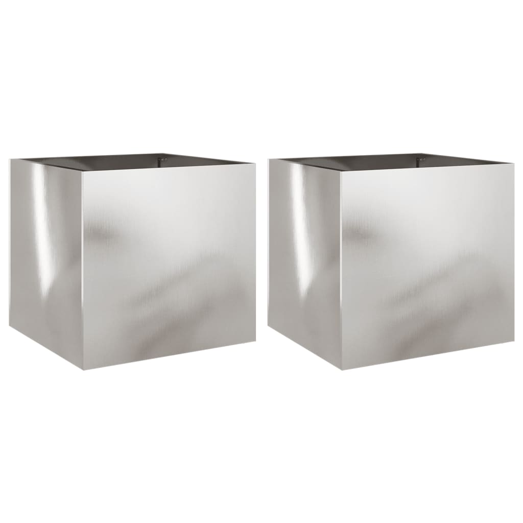Fioriere 2 pz Argento 42x40x39 cm in Acciaio Inox | homemem39