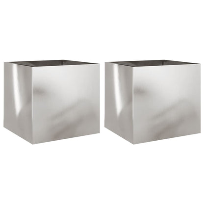 Fioriere 2 pz Argento 42x40x39 cm in Acciaio Inox | homemem39