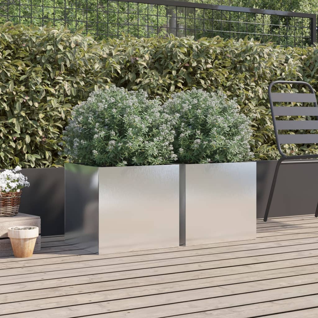 Fioriere 2 pz Argento 42x40x39 cm in Acciaio Inox | homemem39