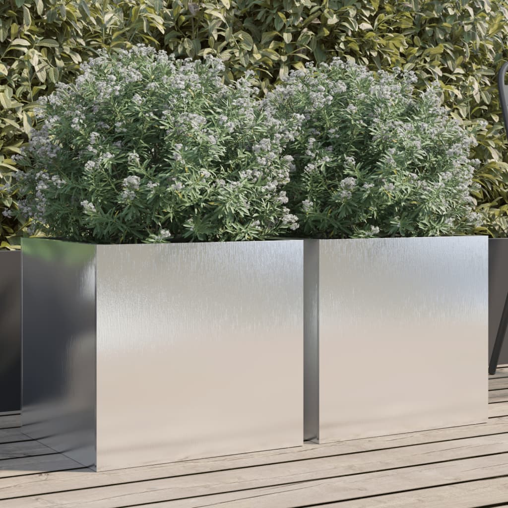 Fioriere 2 pz Argento 42x40x39 cm in Acciaio Inox | homemem39