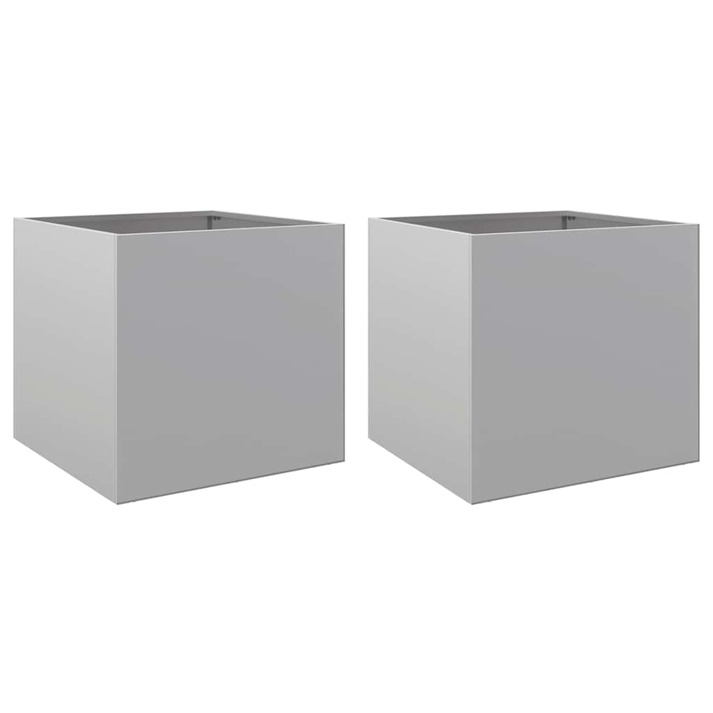 Fioriere 2pz Argento 42x40x39 cm in Acciaio Zincato - homemem39