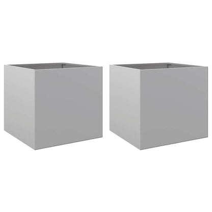 Fioriere 2pz Argento 42x40x39 cm in Acciaio Zincato - homemem39