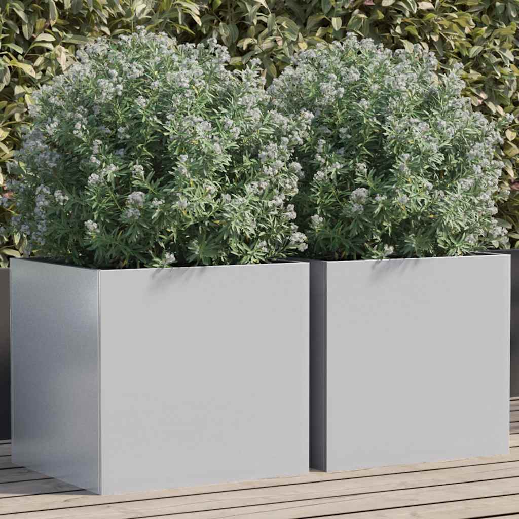 Fioriere 2pz Argento 42x40x39 cm in Acciaio Zincato - homemem39