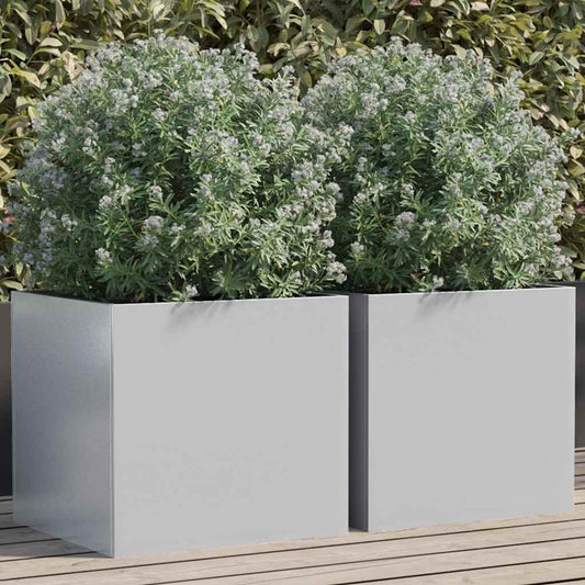Fioriere 2pz Argento 42x40x39 cm in Acciaio Zincato - homemem39