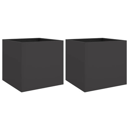 Fioriere 2 pz Nere 49x47x46 cm in Acciaio - homemem39