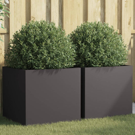 Fioriere 2 pz Nere 49x47x46 cm in Acciaio - homemem39