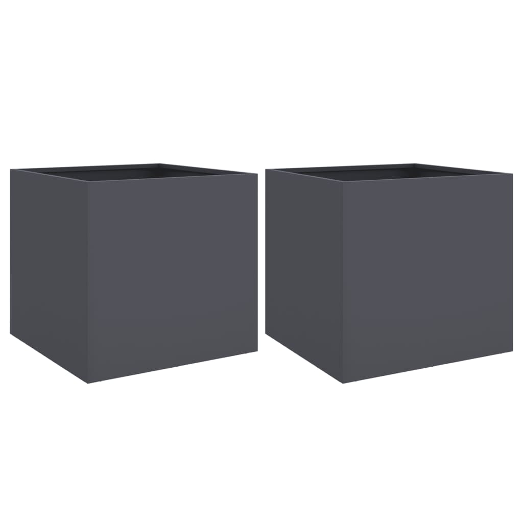 Fioriere 2 pz Antracite 49x47x46 cm Acciaio | homemem39