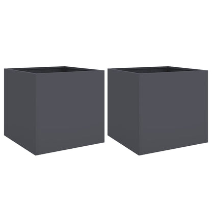 Fioriere 2 pz Antracite 49x47x46 cm Acciaio | homemem39