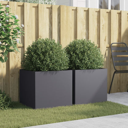 Fioriere 2 pz Antracite 49x47x46 cm Acciaio | homemem39