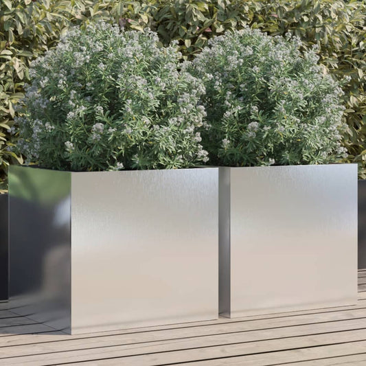 Fioriere 2 pz Argento 49x47x46 cm in Acciaio Inox - homemem39