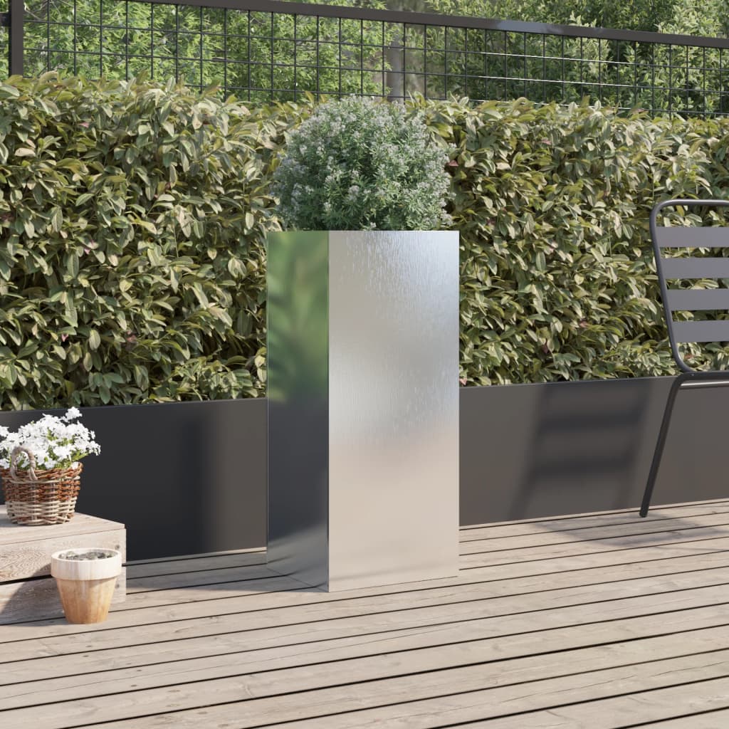 Fioriera Argento 32x29x75 cm in Acciaio Inox | homemem39