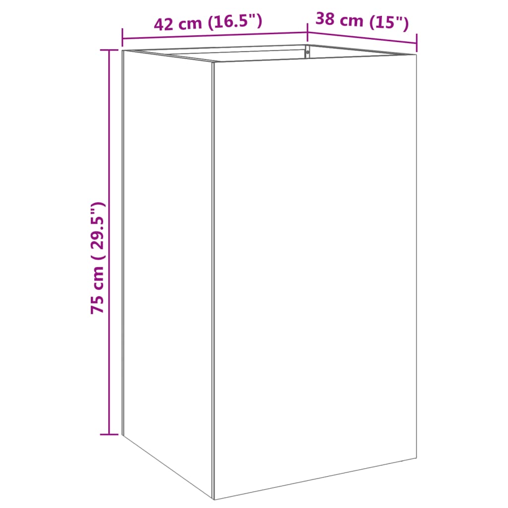Fioriera Argento 42x38x75 cm in Acciaio Inox
