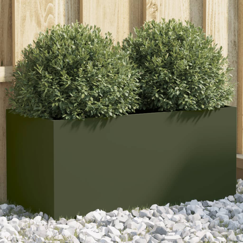 Fioriera Verde Oliva 62x30x29 cm in Acciaio - homemem39