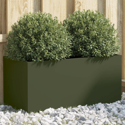 Fioriera Verde Oliva 62x30x29 cm in Acciaio - homemem39