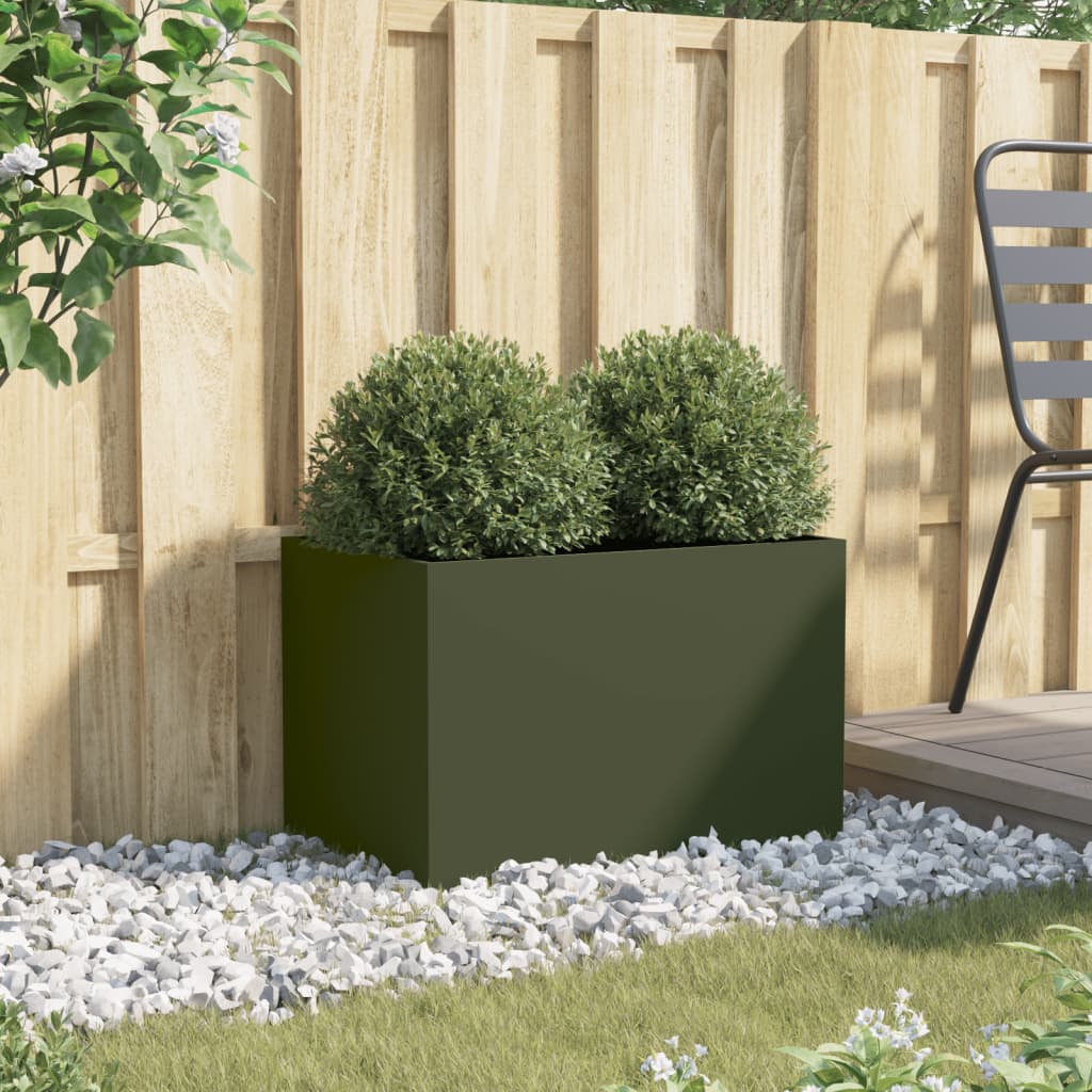 Fioriera Verde Oliva 62x30x29 cm in Acciaio - homemem39