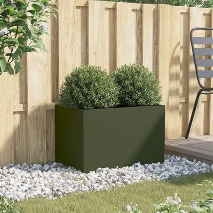 Fioriera Verde Oliva 62x30x29 cm in Acciaio - homemem39