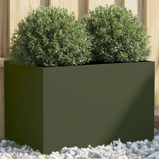 Fioriera Verde Oliva 62x30x29 cm in Acciaio - homemem39
