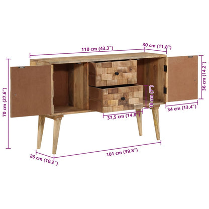 Credenza 110x30x70 cm in Legno Massello di Mango