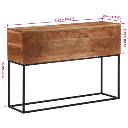 Tavolo Consolle 110x30x75cm in Legno Massello di Acacia e Ferro | homemem39