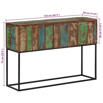 Tavolo Consolle 110x30x75cm Legno Massello di Recupero e Ferro