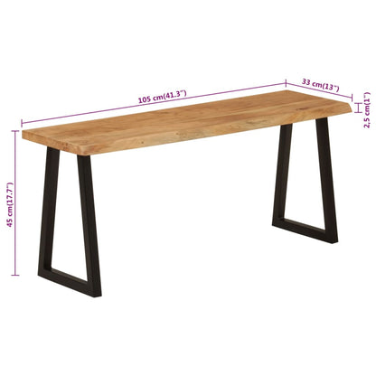Panca con Bordi Vivi 105 cm in Legno Massello di Acacia