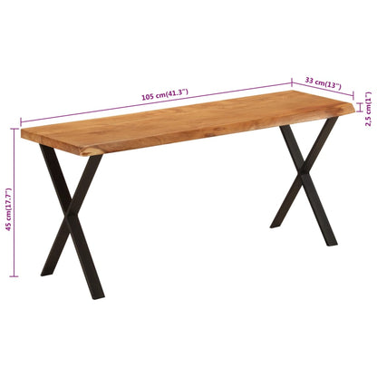 Panca con Bordi Vivi 105 cm in Legno Massello di Acacia - homemem39