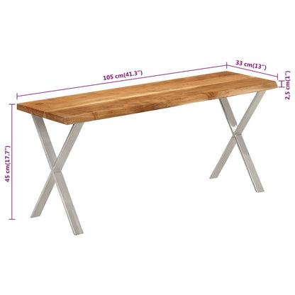 Panca con Bordi Vivi 105 cm in Legno Massello di Acacia - homemem39