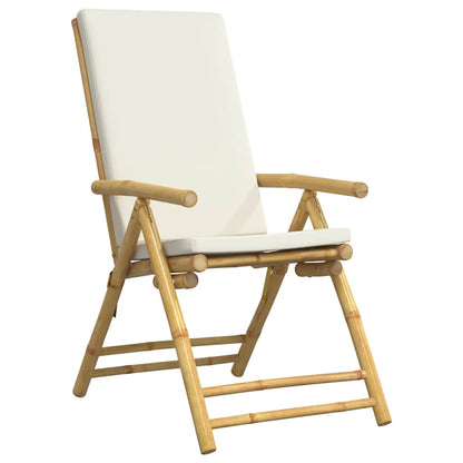Set da Bistrot Pieghevole 3 pz Cuscini Bianco Crema in Bambù | homemem39