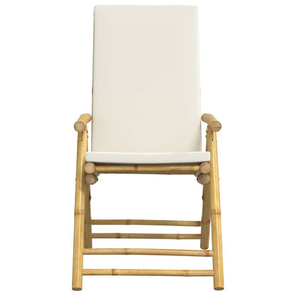Set da Bistrot Pieghevole 3 pz Cuscini Bianco Crema in Bambù | homemem39