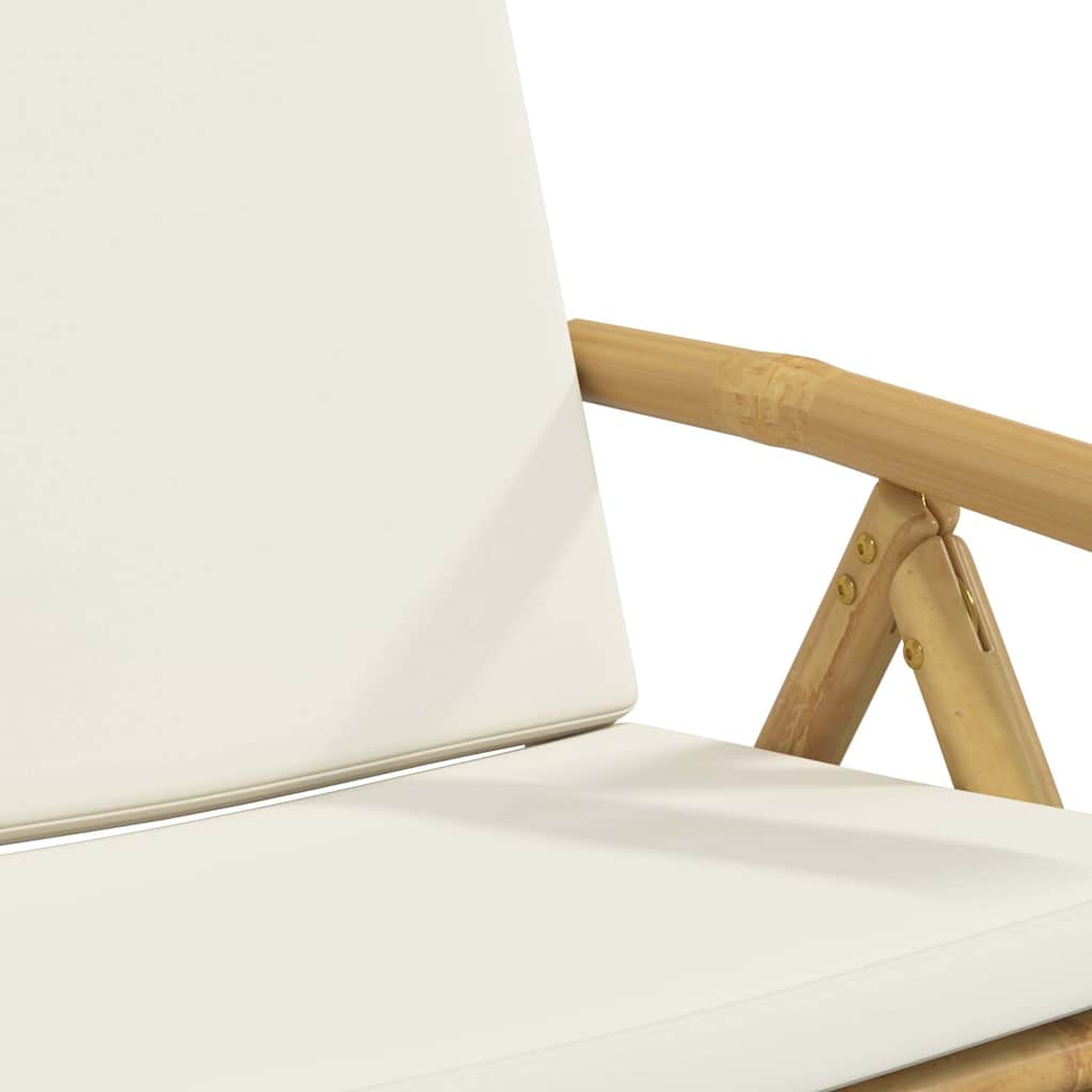 Set da Bistrot Pieghevole 3 pz Cuscini Bianco Crema in Bambù | homemem39