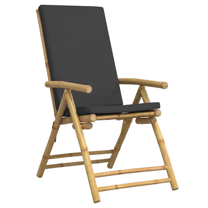 Set da Bistrot Pieghevole 3pz con Cuscini Grigio Scuro Bambù | homemem39