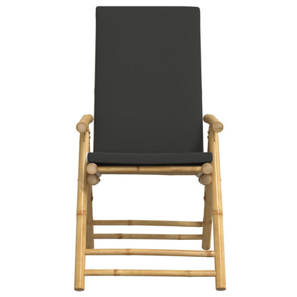 Set da Bistrot Pieghevole 3pz con Cuscini Grigio Scuro Bambù | homemem39