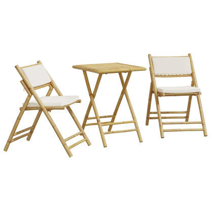 Set da Bistrot Pieghevole 3 pz Cuscini Bianco Crema in Bambù | homemem39