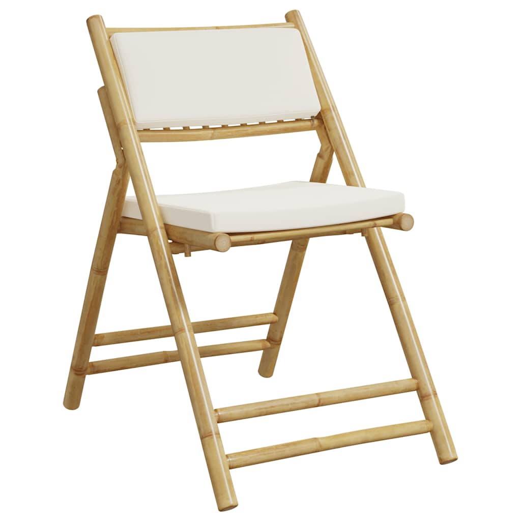 Set da Bistrot Pieghevole 3 pz Cuscini Bianco Crema in Bambù | homemem39